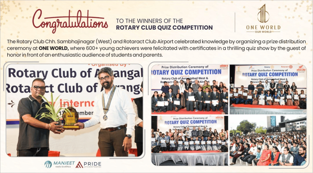 Rotary Club & Rotaract Club Airport’s Quiz Competition Felicitated Young Achievers and Celebrates Knowledge at One World